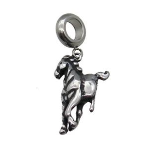 Stainless Steel Horse Pendant Antique Silver, approx 14-21mm, 9mm, 5mm hole
