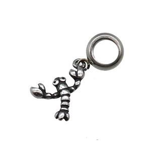 Stainless Steel Scorpio Pendant Antique Silver, approx 13-16mm, 9mm, 5mm hole