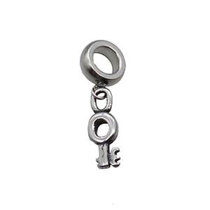 Stainless Steel Key Pendant Antique Silver, approx 5-15mm, 9mm, 5mm hole