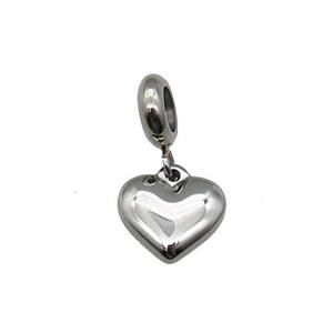 Raw Stainless Steel Heart Pendant, approx 12mm, 9mm, 5mm hole