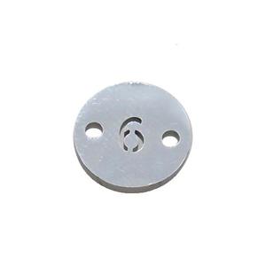 Raw Stainless Steel Circle Number6 Connector, approx 10mm dia