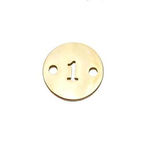 Stainless Steel Circle Number1 Connector Gold Plated, approx 10mm dia