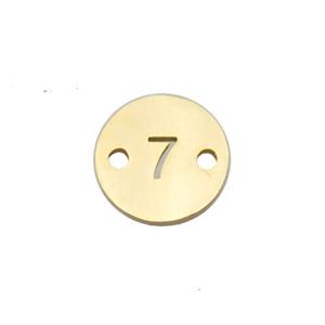 Stainless Steel Circle Number7 Connector Gold Plated, approx 10mm dia