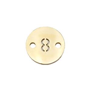 Stainless Steel Circle Number8 Connector Gold Plated, approx 10mm dia