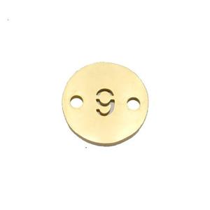 Stainless Steel Circle Number9 Connector Gold Plated, approx 10mm dia