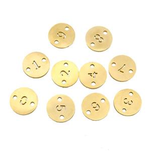 Stainless Steel Circle Connector Mix Number Gold Plated, approx 10mm dia