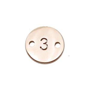 Stainless Steel Circle Number3 Connector Rose Gold, approx 10mm dia