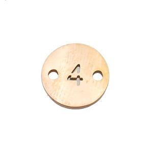 Stainless Steel Circle Number4 Connector Rose Gold, approx 10mm dia