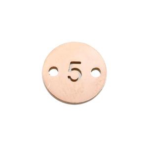 Stainless Steel Circle Number5 Connector Rose Gold, approx 10mm dia