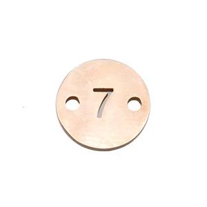 Stainless Steel Circle Number7 Connector Rose Gold, approx 10mm dia