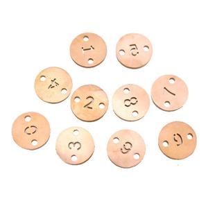 Stainless Steel Circle Connector Mix Number Rose Gold, approx 10mm dia
