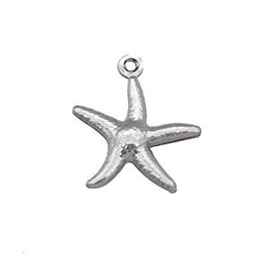 Raw Stainless Steel Starfish Pendant, approx 15mm