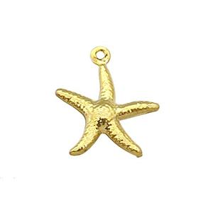 Stainless Steel Starfish Pendant Gold Plated, approx 15mm