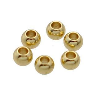 Stainless Steel Round Beads Smooth Gold Plated, approx 3mm