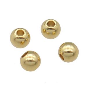 Stainless Steel Round Beads Smooth Gold Plated, approx 3.8mm