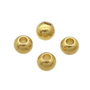 Stainless Steel Round Beads Smooth Gold Plated, approx 4mm
