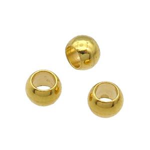 Stainless Steel Round Beads Smooth Large Hole Gold Plated, approx 5mm, 3mm hole
