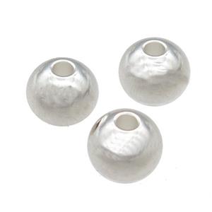 Stainless Steel Round Beads Smooth Large Hole Silver Plated, approx 6mm, 1.5mm hole