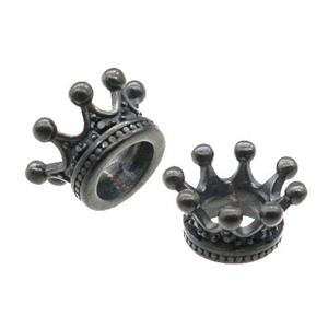 Stainless Steel Crown Beads Black Plated, approx 7x12mm, 6mm hole