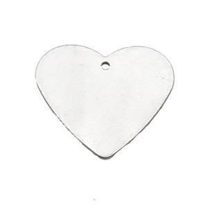 Raw Stainless Steel Heart Pendant, approx 27mm