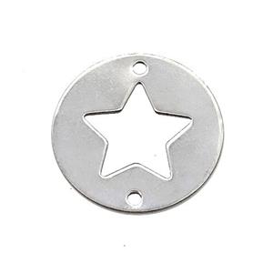 Raw Stainless Steel Circle Star Connector, approx 25mm