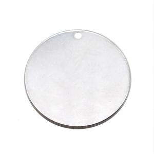 Raw Stainless Steel Circle Pendant, approx 40mm dia