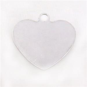 Raw Stainless Steel Heart Pendant, approx 34mm
