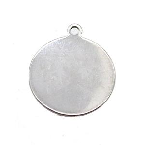 Raw Stainless Steel Circle Pendant, approx 25mm