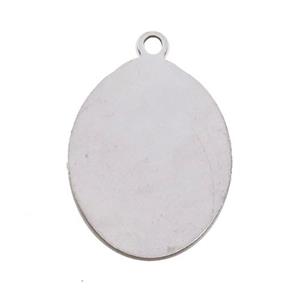 Raw Stainless Steel Oval Pendant, approx 22-30mm