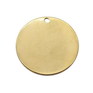 Stainless Steel Circle Pendant Gold Plated, approx 30mm dia