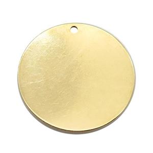 Stainless Steel Circle Pendant Gold Plated, approx 40mm dia