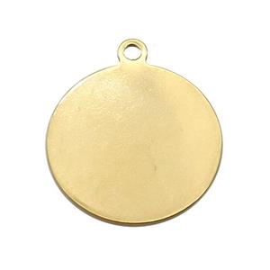 Stainless Steel Circle Pendant Gold Plated, approx 25mm