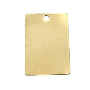 Stainless Steel Rectangle Pendant Gold Plated, approx 20-30mm