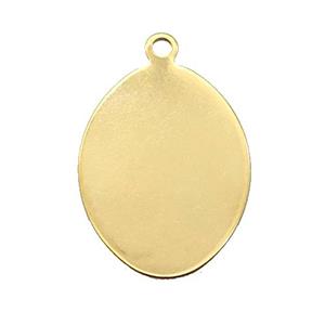 Stainless Steel Oval Pendant Gold Plated, approx 22-30mm