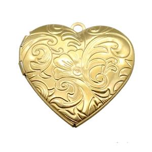 Stainless Steel Heart Locket Pendant Gold Plated, approx 28mm