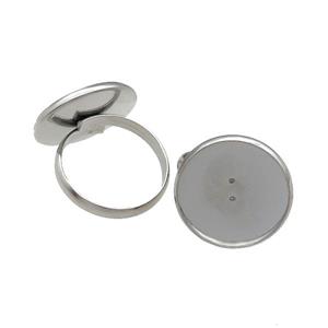 Raw Stainless Steel Ring with Pad, approx 16mm, 18mm dia