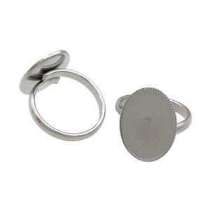 Raw Stainless Steel Ring with Pad, approx 13-18mm, 18mm dia