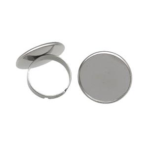 Raw Stainless Steel Ring with Pad, approx 25mm, 18mm dia