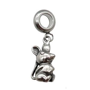 Stainless Steel Zodiac Rat Pendant Antique Silver, approx 9-15mm, 9mm, 5mm hole