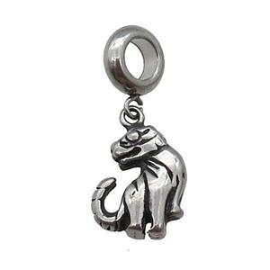 Stainless Steel Zodiac Tiger Pendant Antique Silver, approx 11-15mm, 9mm, 5mm hole