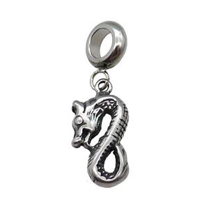 Stainless Steel Zodiac Loong Pendant Antique Silver, approx 9-17mm, 9mm, 5mm hole