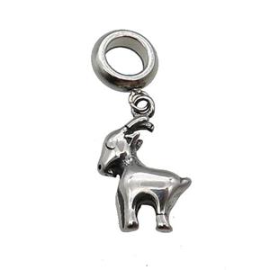 Stainless Steel Zodiac Sheep Pendant Antique Silver, approx 12-15mm, 9mm, 5mm hole