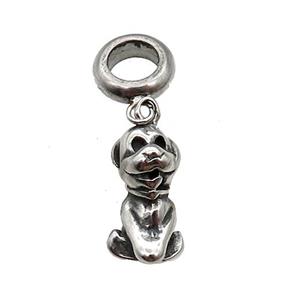 Stainless Steel Zodiac Dog Pendant Antique Silver, approx 11-15mm, 9mm, 5mm hole