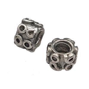Raw Stainless Steel Tube Beads Large Hole, approx 9mm, 4mm hole