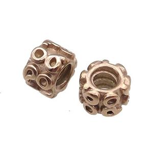 Stainless Steel Rondelle Beads Large Hole Rose Gold, approx 9mm, 4mm hole
