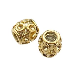 Stainless Steel Barrel European Beads Large Hole Gold Plated, approx 10mm, 4mm hole