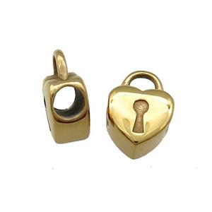 Stainless Steel Heart Lock Beads Gold Plated, approx 10mm, 4mm hole