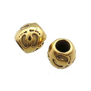 Stainless Steel Barrel Beads Large Hole Gold Plated, approx 10mm, 4mm hole
