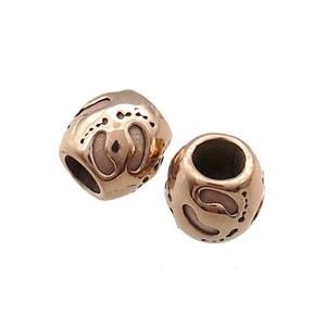 Stainless Steel Barrel Beads Large Hole Rose Gold, approx 10mm, 4mm hole