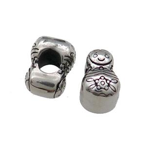 Stainless Steel NestingDoll Beads Large Hole Antique Silver, approx 8-13mm, 5mm hole